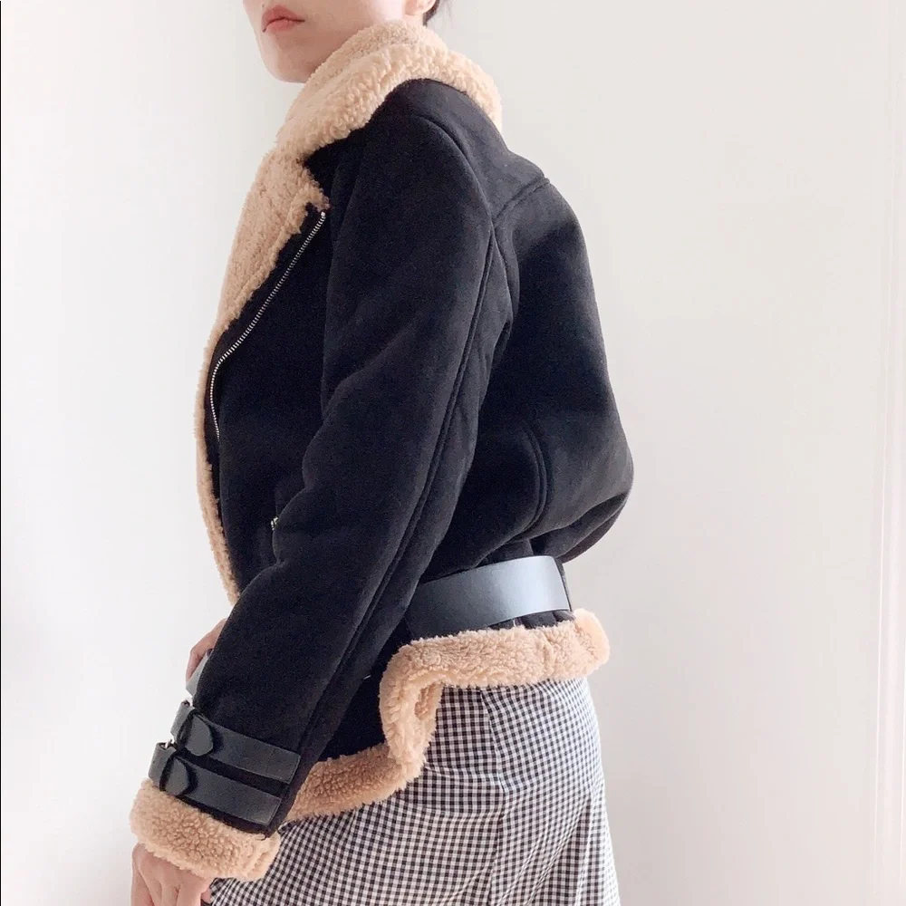 FAUX FUR MOTO JACKET - Picture 4 of 11